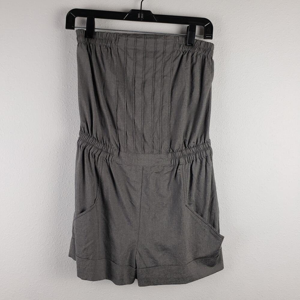 Hawks Women's S Strapless‎ Pleated Trouser Shorts Romper Silver Gray New